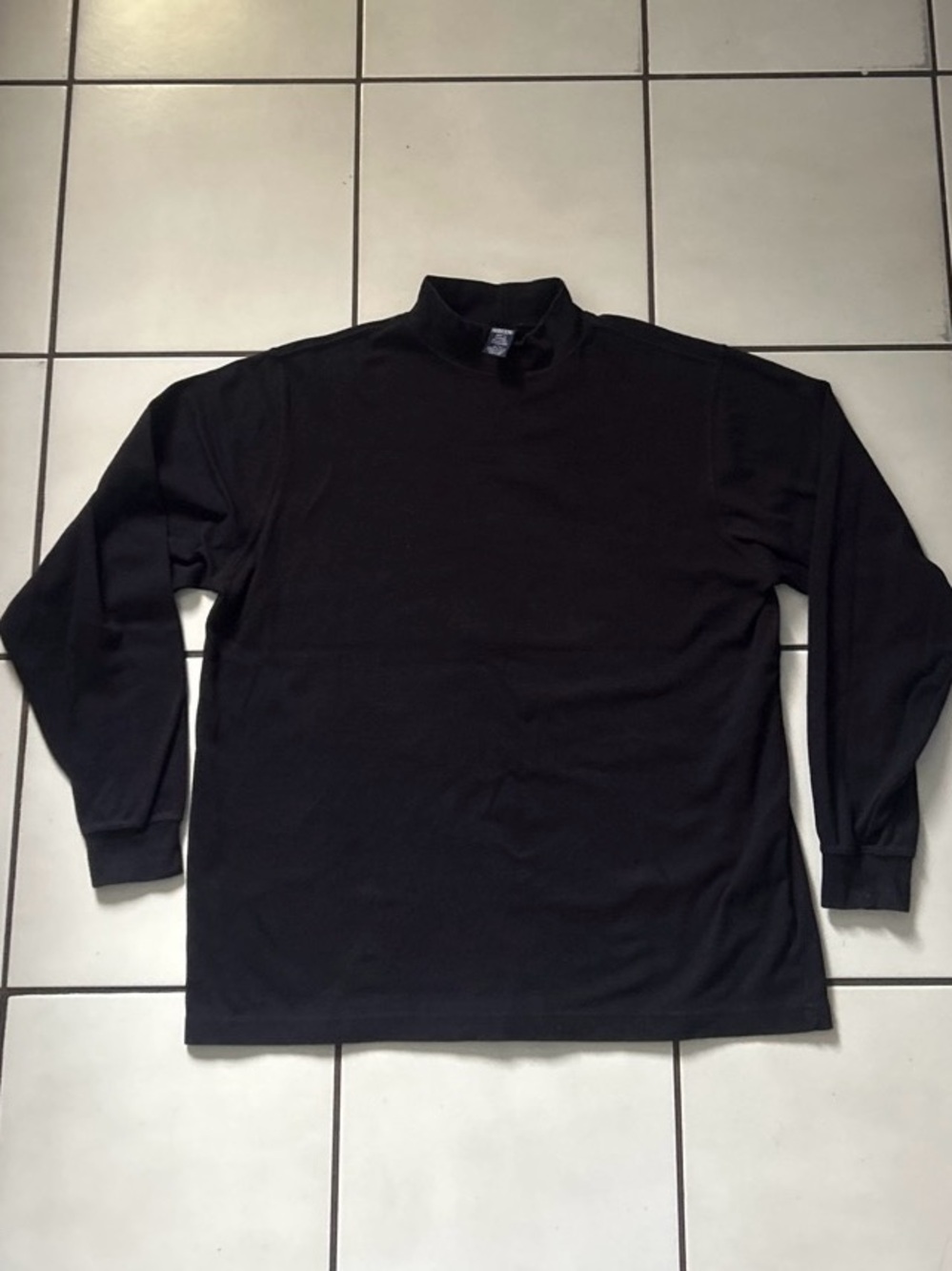 Vintage 90s Land’s End Black Mock Neck Long Sleeve L Made in USA